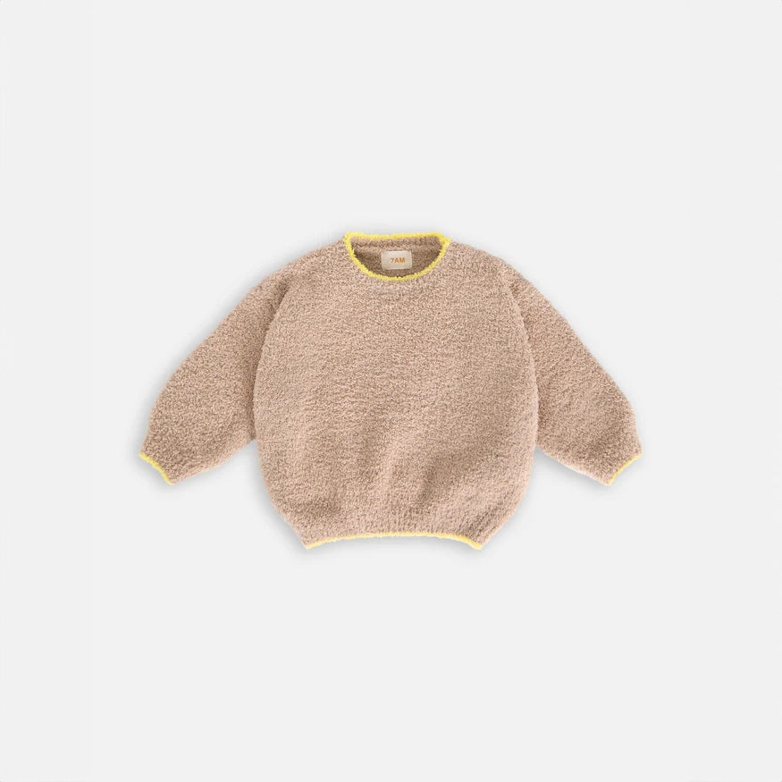 7a.m. Enfant Canada - Boxy Sweater Fuzzy - Pecan/Choco - ella+elliot
