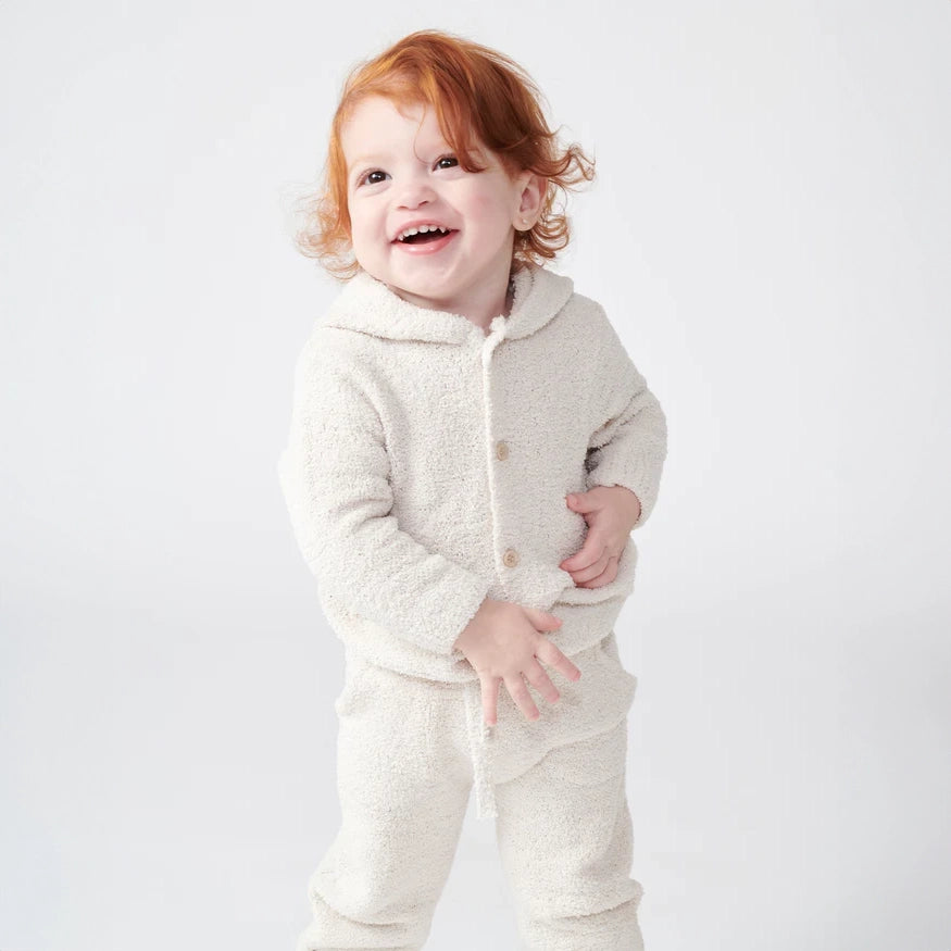 7a.m. Enfant Canada - Hooded Cardigan Fuzzy - Ecru - ella+elliot
