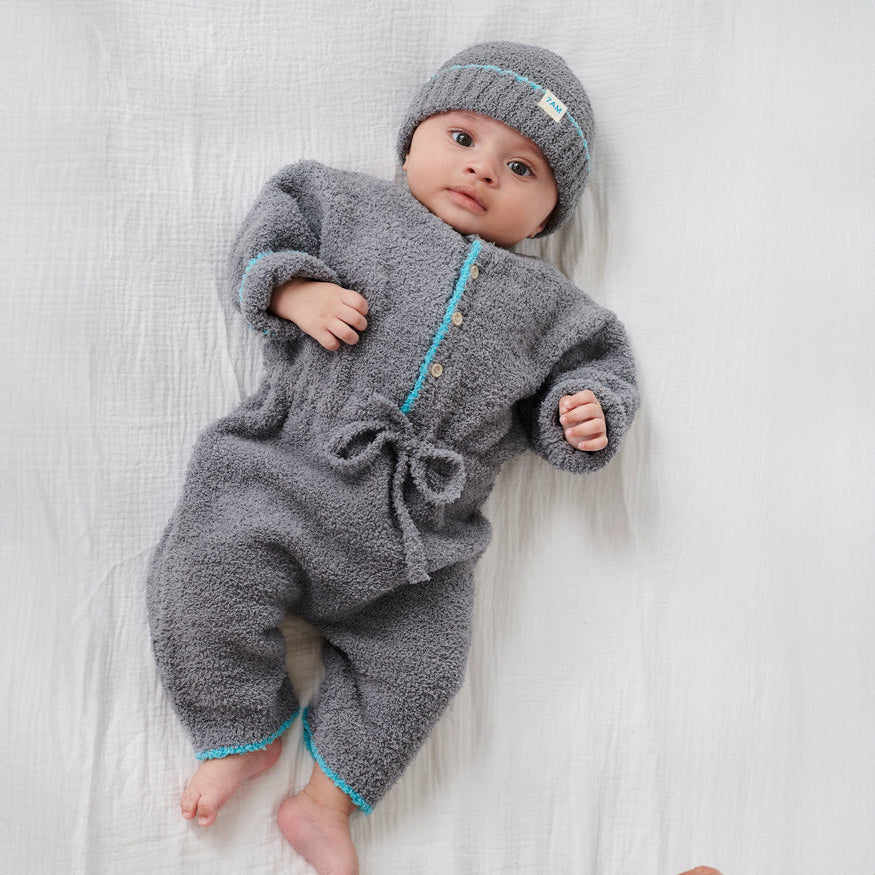 7a.m. Enfant Canada - Boxy Long Sleeved Jumpsuit Fuzzy - Gris - ella+elliot