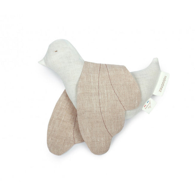 Nobodinoz Canada - Bird Rattle French Linen - ella+elliot