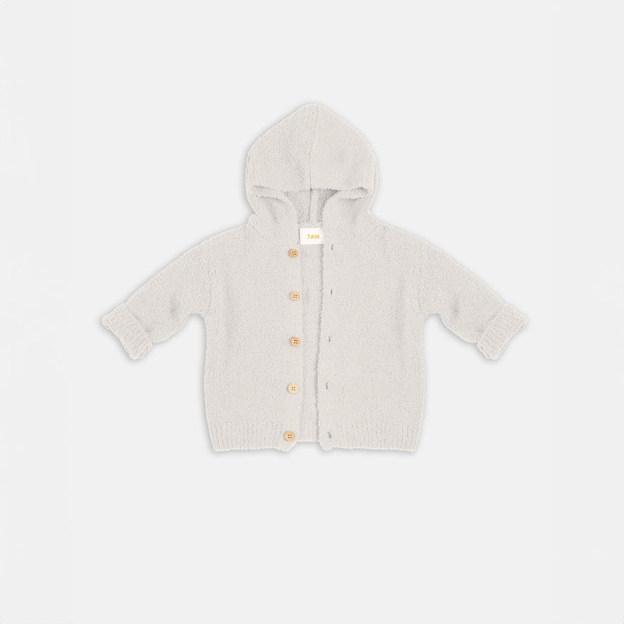 7a.m. Enfant Canada - Hooded Cardigan Fuzzy - Ecru - ella+elliot