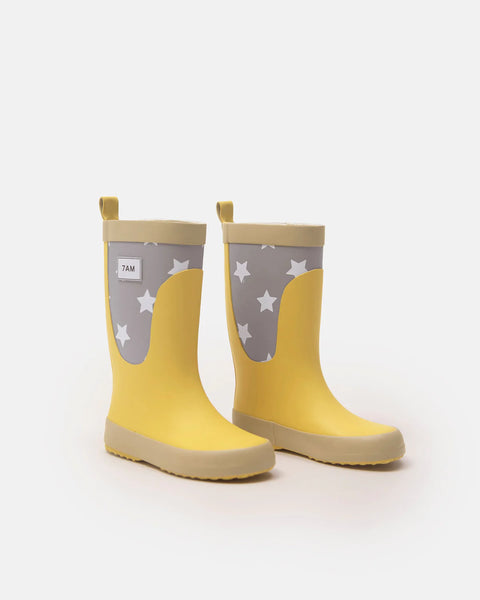 7a.m. Enfant Canada - Rain Boots - Print Star Yellow - ella+elliot