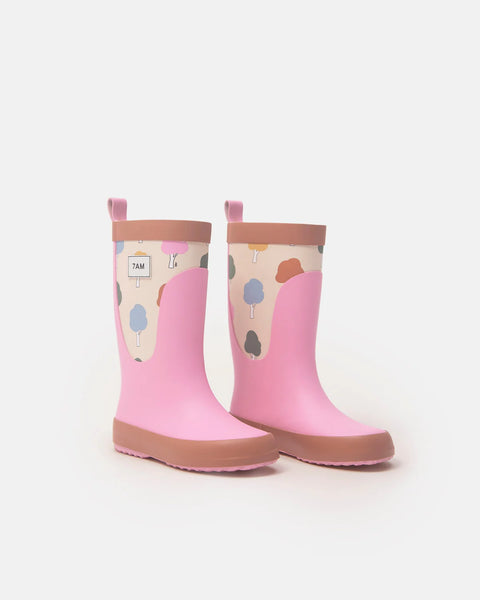 7a.m. Enfant Canada - Rain Boots - Rainy Trees Beige - ella+elliot