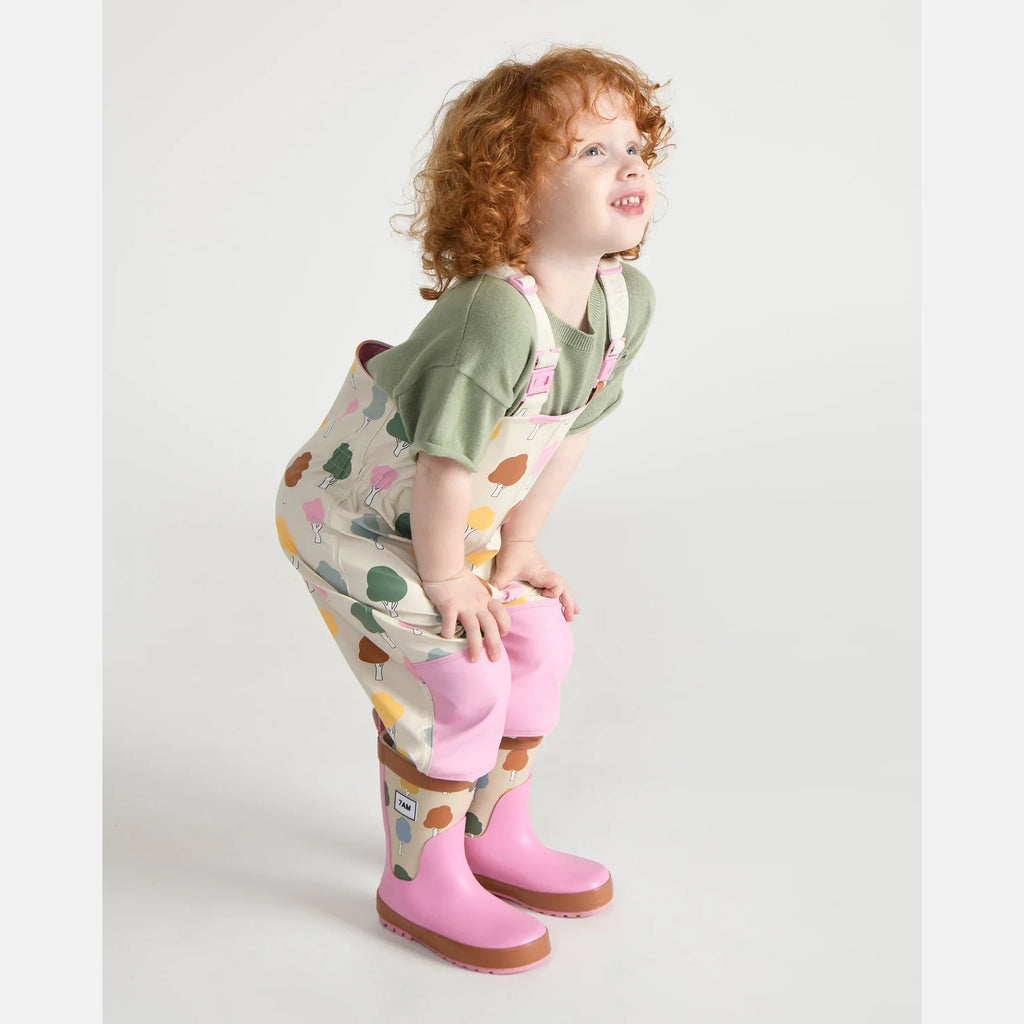 7a.m. Enfant Canada - Rain Suspender Pants - Rainy Trees Beige - ella+elliot