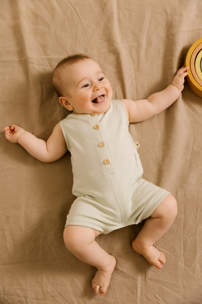 UAUA Canada - Sleeveless Romper with Buttons Pistachio - ella+elliot