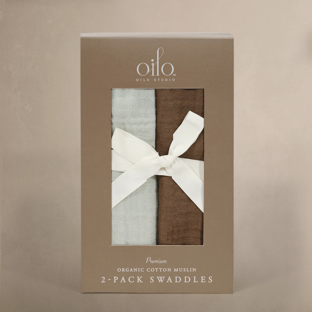 Oilo Canada - Swaddles 2 pack Bark-Sea Moss - ella+elliot