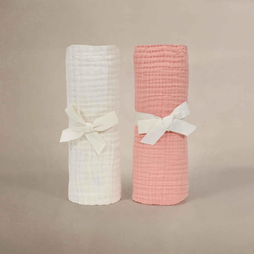 Oilo Canada - Swaddles 2 pack Eggshell-Rose - ella+elliot