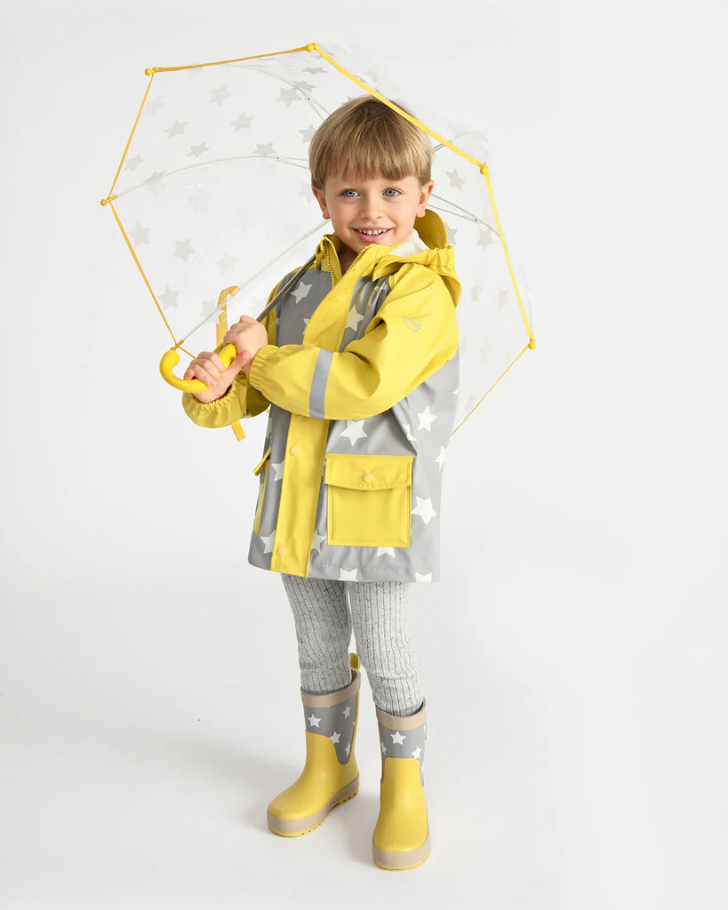 7a.m. Enfant Canada - Tula Kid's Umbrella - Rainy Stars Yellow - ella+elliot