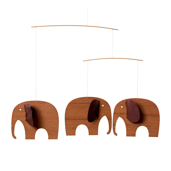 Flensted Canada - Baby Elephant Teak Mobile - ella+elliot