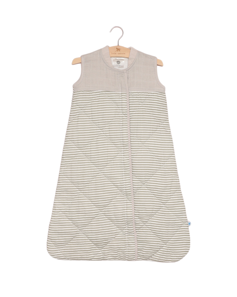 Little Unicorn Canada - Cotton Muslin Sleep Bag - Quilted Grey Stripes - ella+elliot