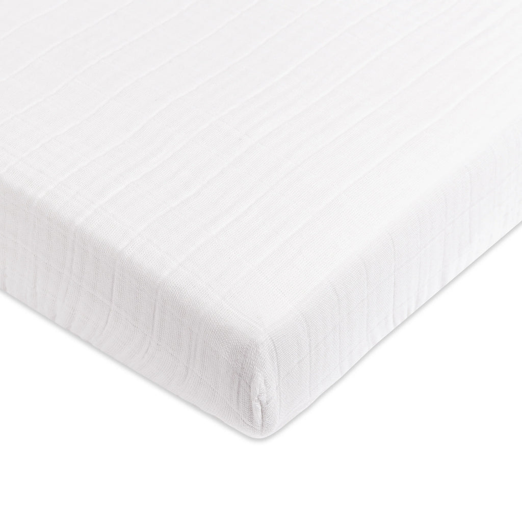 Muslin Mini Crib Sheet White