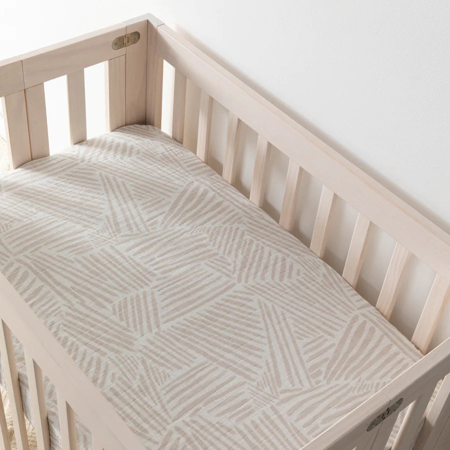 Babyletto Canada - Muslin Mini Crib Sheet - Oat Stripe - ella+elliot