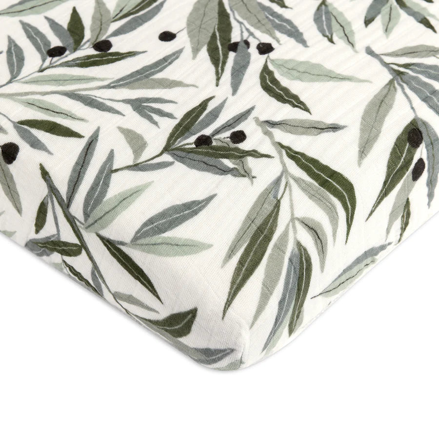 Muslin Mini Crib Sheet Olive Branches