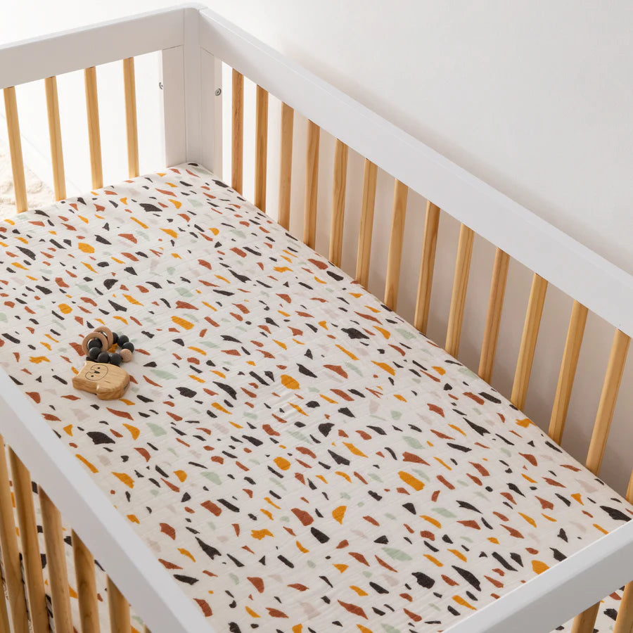 Babyletto Canada - Muslin Crib Sheet - Terrazzo - ella+elliot